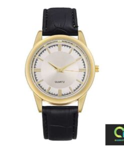 Gold dial Leather Wrist Watch for Men