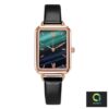 Rectangular Luxury Women's Watch colour black with a green dial