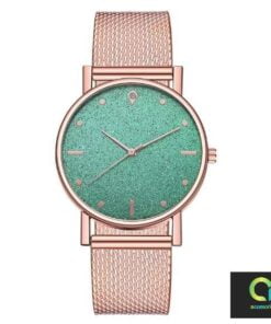 Non tarnish silicon wristwatch for Ladies gold strap with green dial