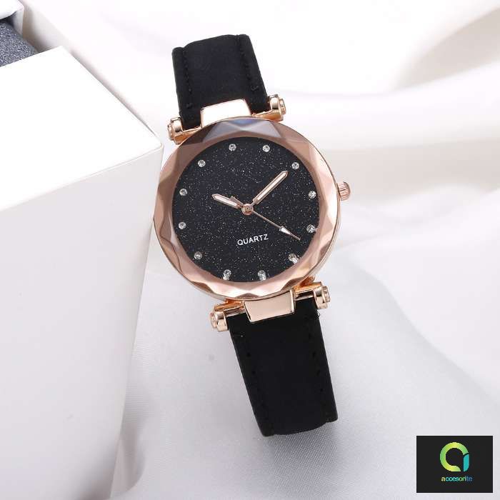 Rhinestone Sky Leather Wrist Watch For Ladies Accessorite Nigeria