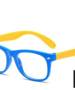 Blue and yellow frame round antiblue light unisex glasses