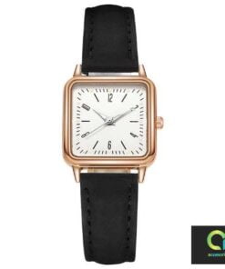 Black ladies watch with a square shape and black dial