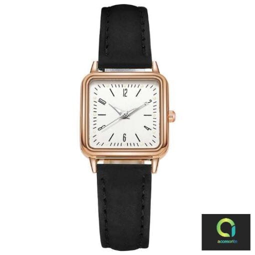 Black ladies watch with a square shape and black dial